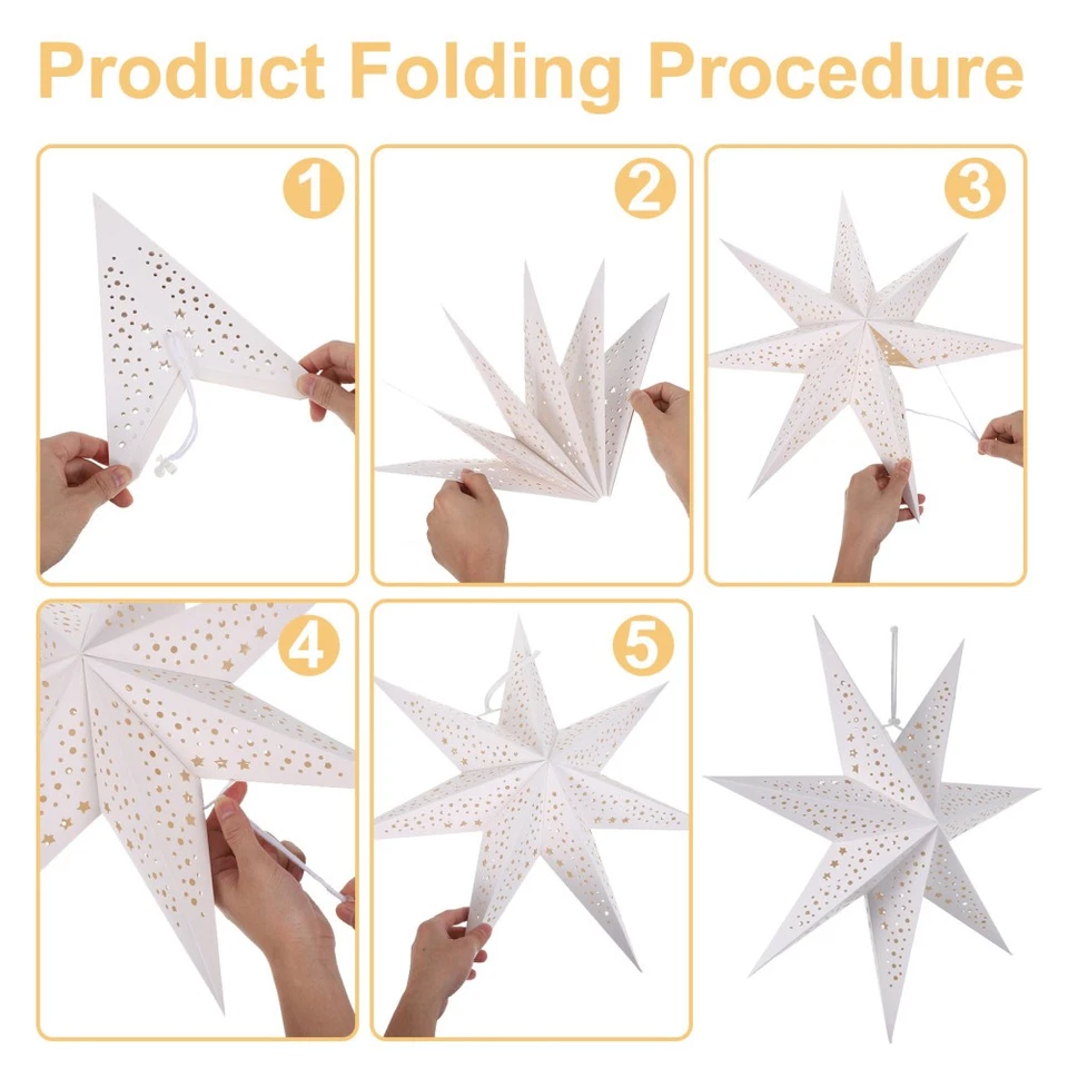 3pcs Paper Star Pendant Lampshade - Christmas Party Lampshade Hanging - Ceiling - Image 4 of 4