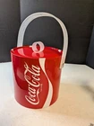 Vintage 1984 Coca Cola Red & White Plastic Cushioned Ice Bucket Cooler W/ Lid