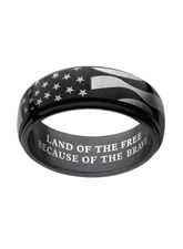 Men's Stainless Steel Ion Plated Spinner American Flag Ring