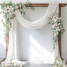 Wedding Arch Draping Fabric 1 Panel 29"x19 Ft Ivory Sheer Chiffon Curtain