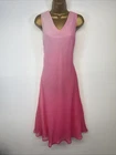 Phool Dress Pink Ombré Chiffon V Neck Sleeveless Maxi UK 12/14 Vintage