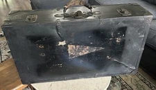 Antique Suitcase Case Box Trunk Salesman Doll Eagle Lock Terryville CT Black