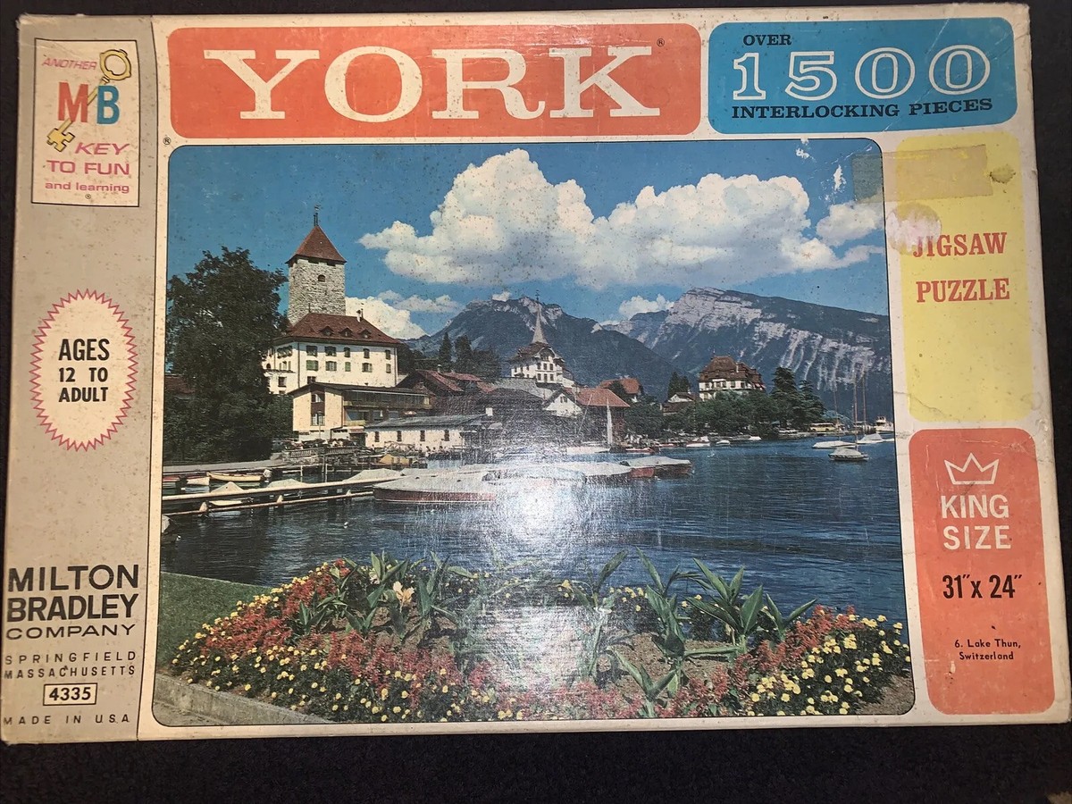 1963 Milton Bradley York Puzzle 1500 King Size Lake Thun
