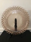 Vintage Lovely Pink Depression Glass Tray/ Etched Edge& Weave Pattern
