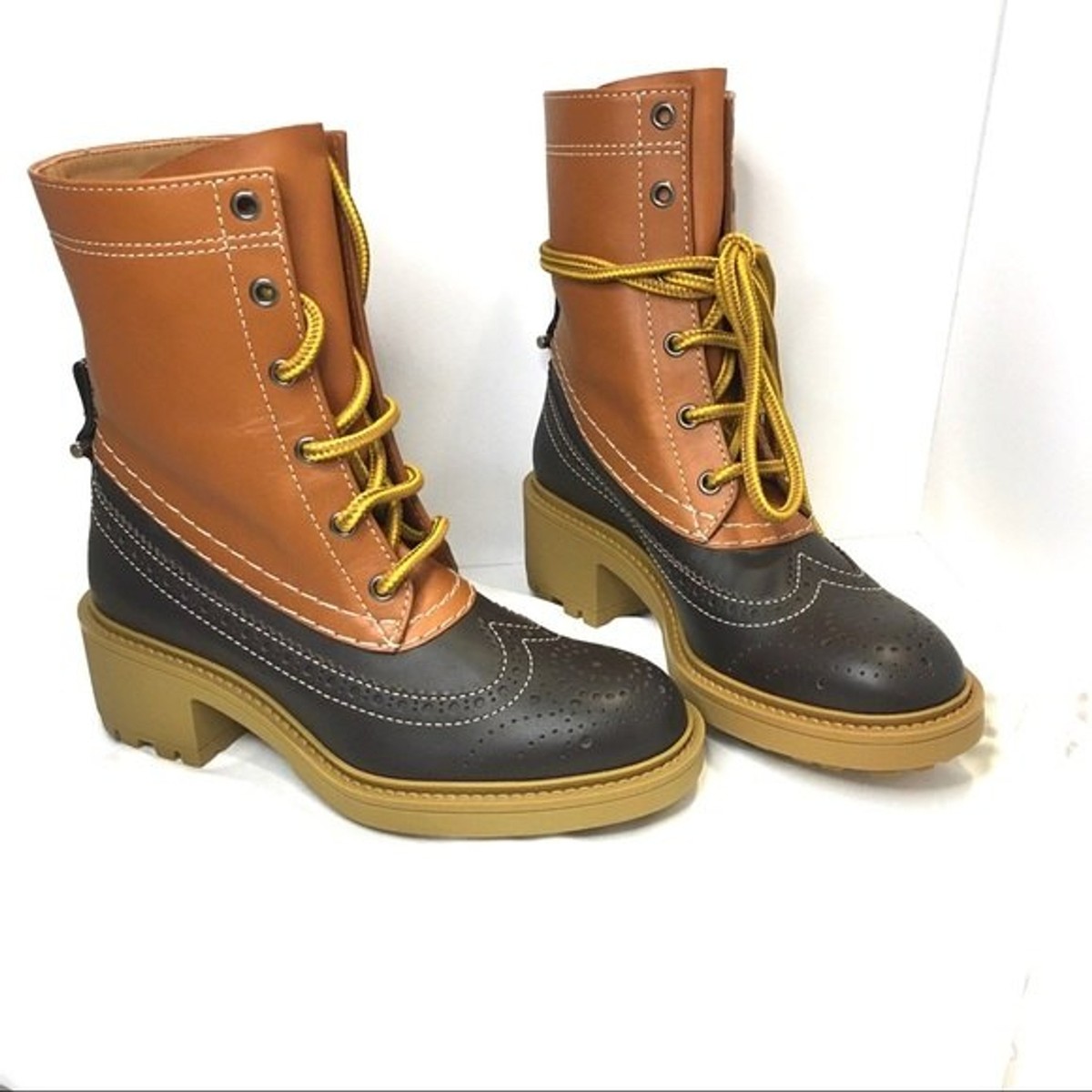 【送料 関税込】Chloe Franne leather ankle boots CHLOE Franne Brogue Lace Up Lug-Sole Ankle Boots 36 EU New