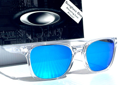 NEW Oakley OJECTOR  Shiny Clear PRIZM Sapphire Blue Lens Sunglass 9018-02