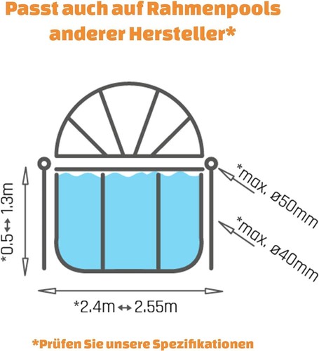 Swimming Pool Dome EXIT Toys 244cm Round Multifunctional Heat Pool Cover, White - Picture 3 of 10