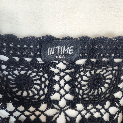 Vintage In Time Damen Shirt M 34 Zoll Brust schwarz Häkel Strick V-Ausschnitt Boho Top - Bild 5 von 10