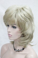 Elegant Charming Fluffy Layer Light Blonde Medium Length Wavy Women's Full Wig