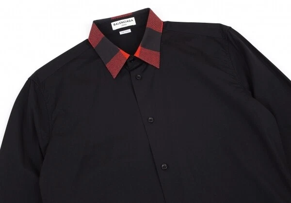 BALENCIAGA Collar check switching cotton shirt Black 39