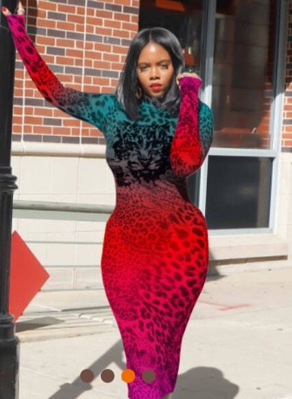 Womens long sexy bodycon colorful leopard dress for every occasion!