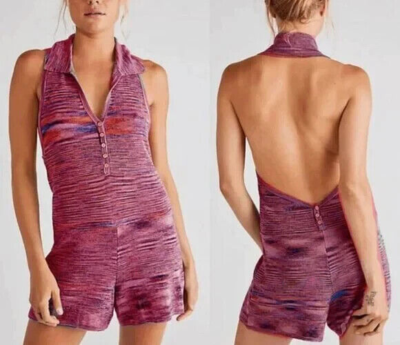 Free People Summer Nights One-Piece Knit Romper Halter Size XS 