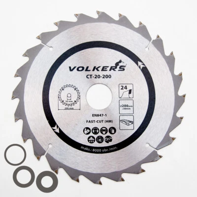 FUGAMO Kreissägeblatt Ø 200 x 30 mm 24 Z, HM-Sägeblatt für Kreissäge Wechselzahn Holz