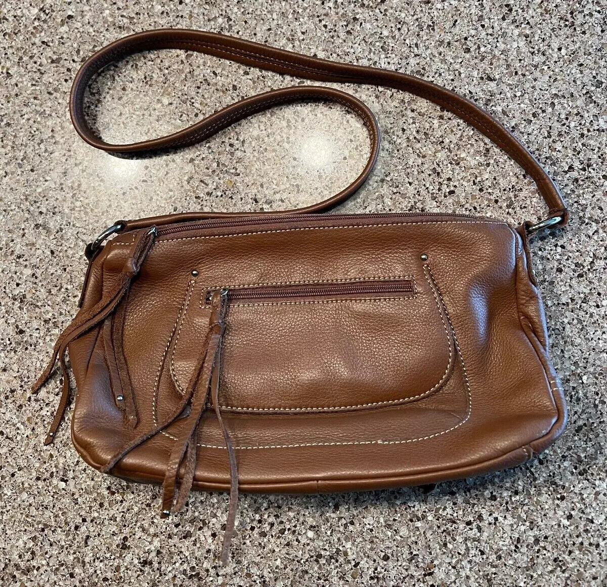 Stone Mountain Handbags Crossbody Women Brown Faux Pebbled Leather