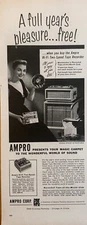 1956 Ampro Hi-Fi Two Speed Tape Recorder “Pleasure…Free!” Vintage Print Ad