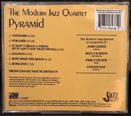CD The Modern Jazz Quartet Pyramid 1960 1CD - Picture 2 of 2