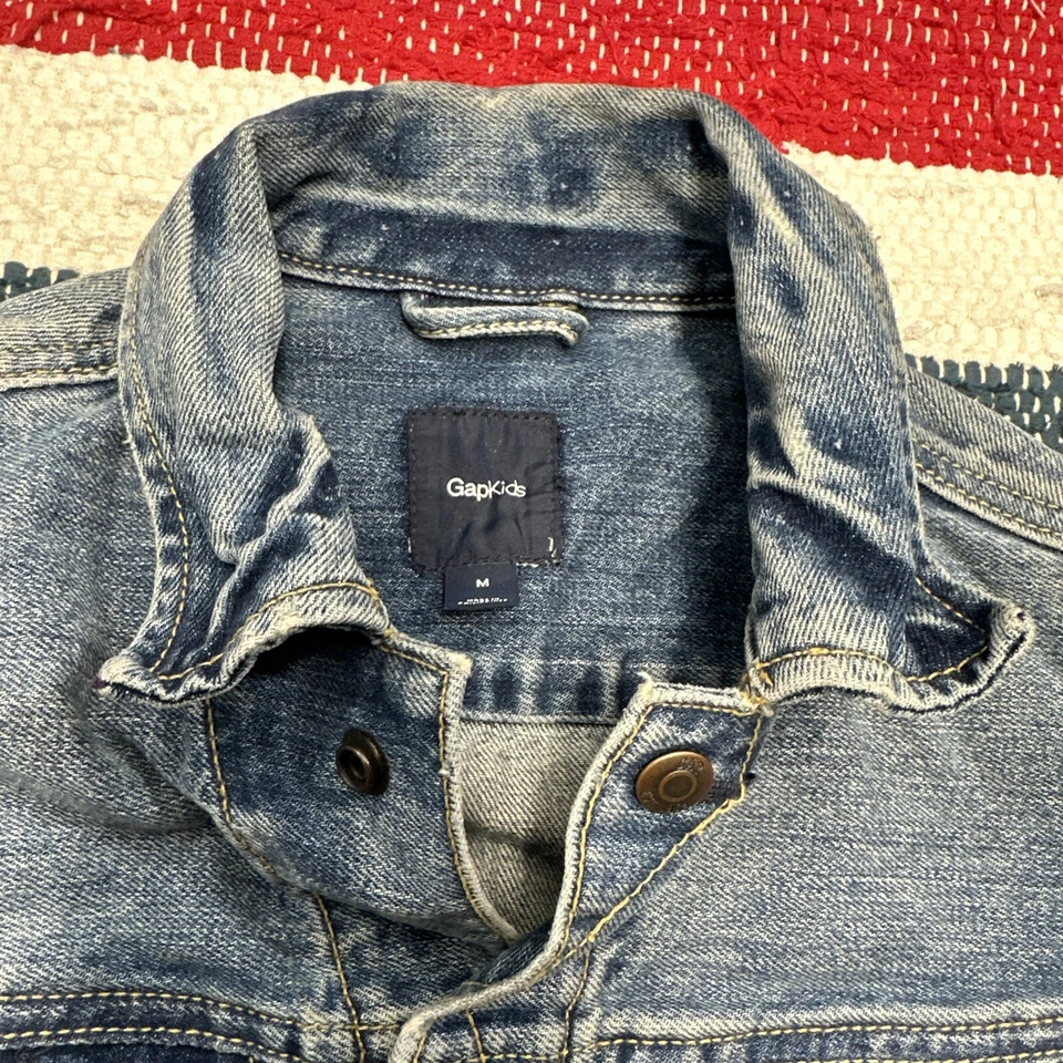 Gap Kids джинсовой ткани синий искусственно состаренный Jean куртка девочки средний - застежка - Изображение 2 из 4