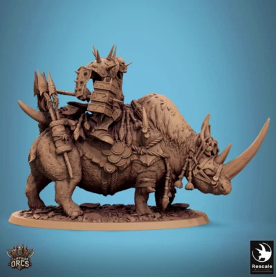 QUMI Fantasy Creature Rhino Mounted 32mm Rescale Miniatures