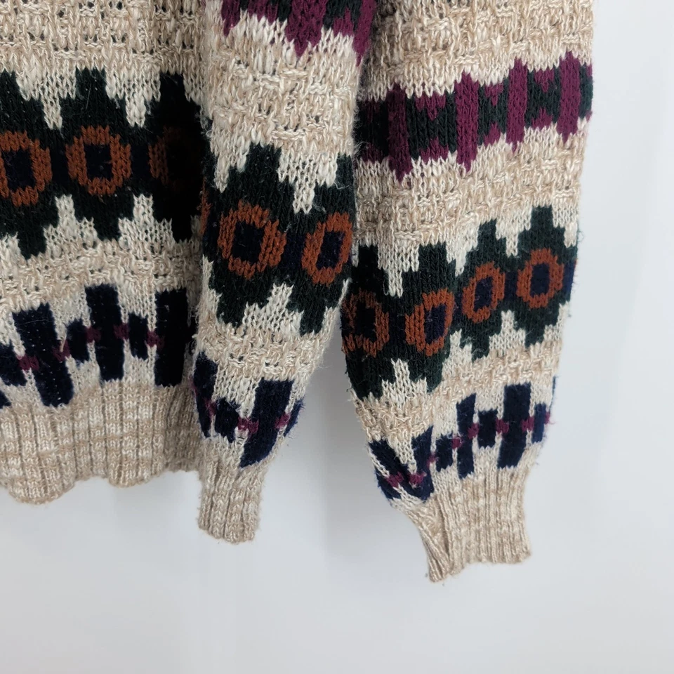 Suéter Pullover Geométrico Vintage Años 80 New Era Prendas de Punto Nórdico Multicolor Talla S Foto 3 de 4