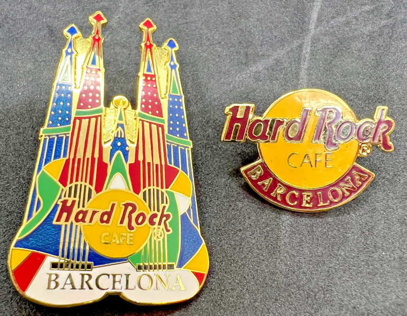 Vintage Hard Rock Cafe Barcelona Pins Sagrada Familia Guitars & a Classic Logo