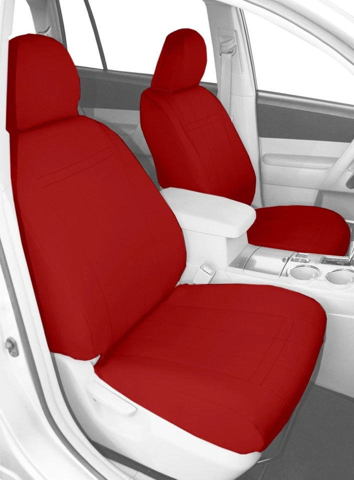 Fundas de asiento de auto CalTrend para Toyota Camry 2018-2024 rojas NeoSupreme delanteras personalizadas Foto 2 de 4