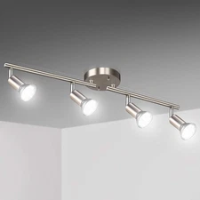LED 4 Light Track Lighting Kit, Matt Nickel 4 Way Ceiling Spot Lighting