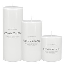 3 Pack 3x4, 6, 8 Hand Poured White Dripless Pillar Candles, Soy Candles, Non-...