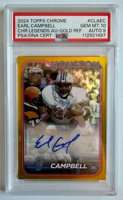 Earl Campbell 2024 Topps Chrome Auto Gold Refractor #CLA-EC Oilers /50 PSA 10 - Bild 1 von 4