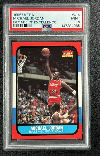 MICHAEL JORDAN PSA 9 1996-97 FLEER #U-4 DECADE OF EXCELLENCE BULLS 4065