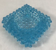Light Blue Hobnail Glass Open Salt Vintage 2.75 in. Votive Candle Holder