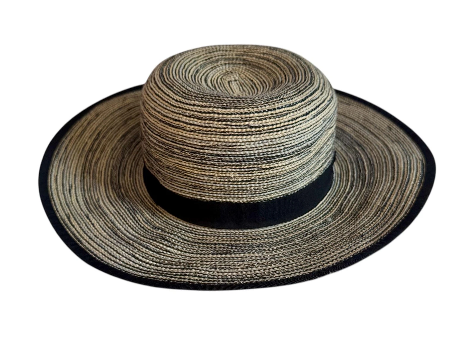 Solar Escape Wide Brim Straw Hat Black Trim Packable Sun Hat One Size Beach Boat