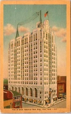 1948, Union Industrial Bank Building, FLINT, Michigan Linen Postcard