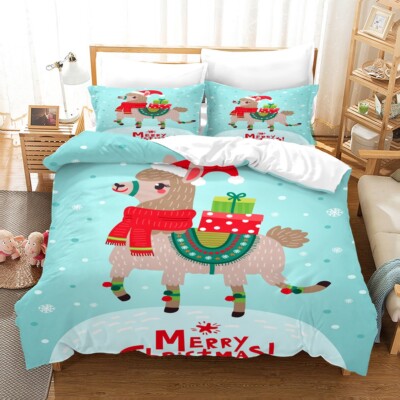 3D Christmas Elk Gift Quilt Cover Set Bedding Sets Pillowcases
