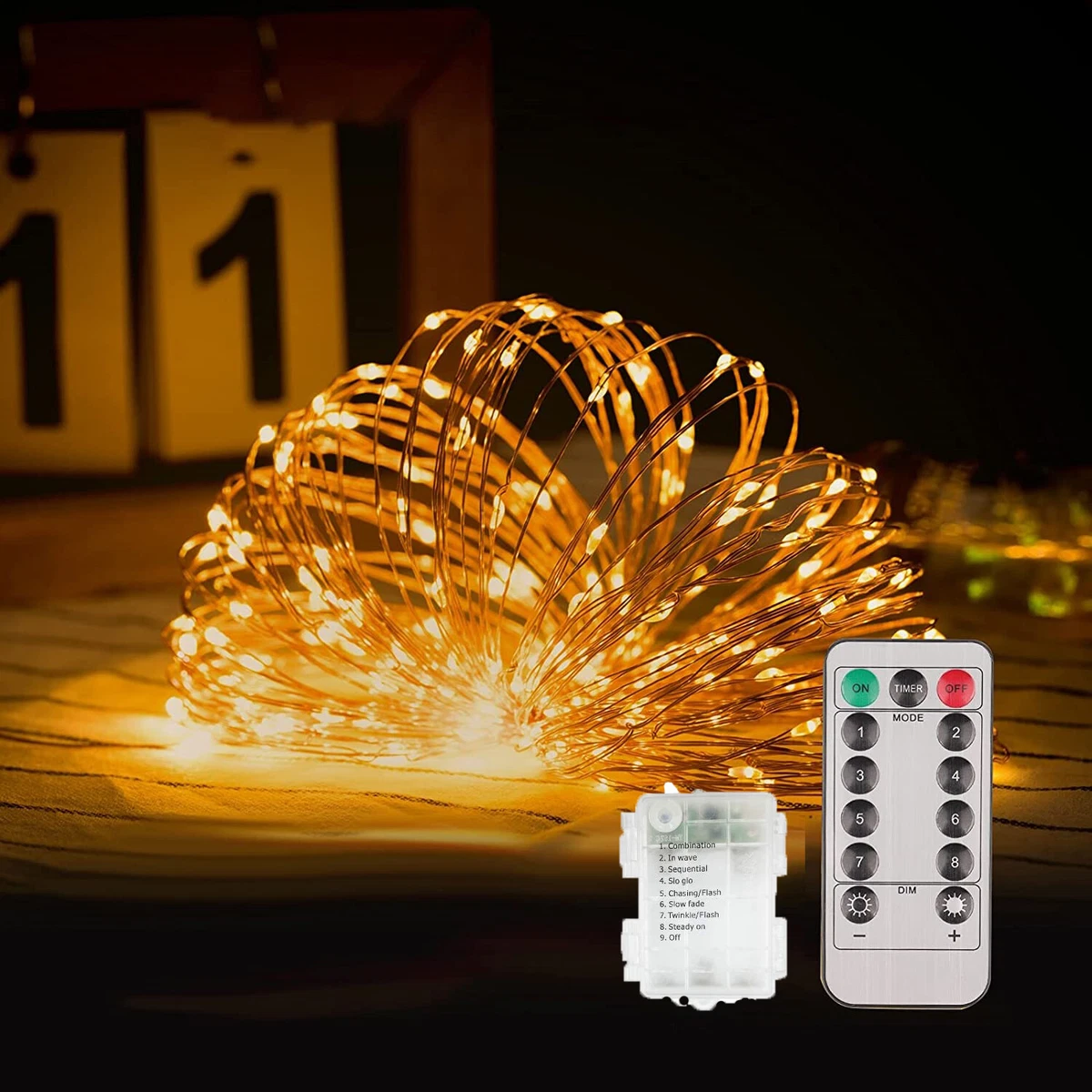 Luci Di Natale A Batteria 10m 100 LED – Bianco Caldo – Cavo Verde, Timer E Impermeabile IP65 – Per Interni/Esterni, Albero, Giardino - 2