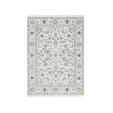 4'10"x6'8" Ivory Nain 250 KPSI Wool and Silk Hand Knotted Rug G64030