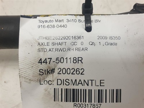 06-13 LEXUS IS350 RWD AT PASSENGER SIDE REAR AXLE SHAFT ASSEMBLY - Picture 5 of 12