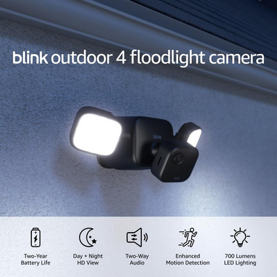 Wire-Free Outdoor Floodlight Camera, 700 Lumens, HD Live View, Works with Alexa