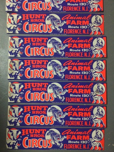 11 Neu aus altem Lagerbestand Hunt Bros Circus Animal Farm Rt 130 Florence NJ Stoßstange Aufkleber - Bild 2 von 3