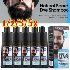 Mokeru Men 2 in1 Beard & Mustache Natural Hair Color Shampoo Permanent Black Dye