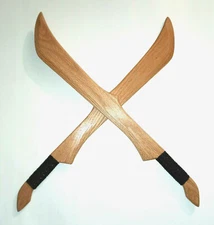 Wooden Sword Training PRACTICE Scimitar pair Bokken Samurai Binakuk DVD