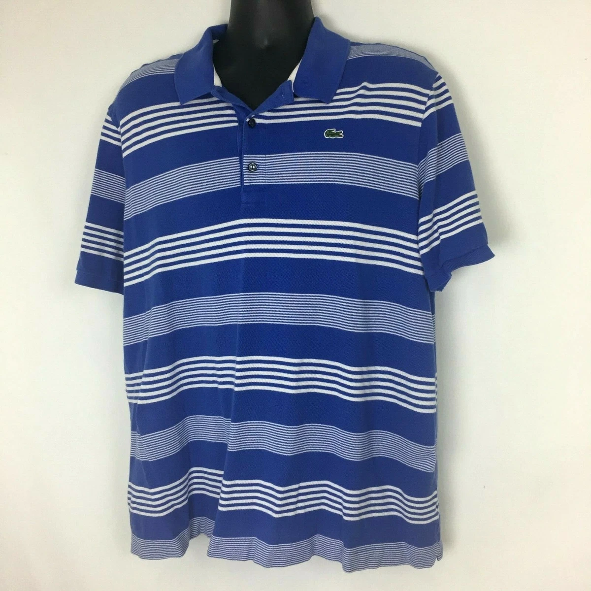 Lacoste Polo Shirt Mens XXL F5191 Regular Blue White Striped Short Sleeve | eBay