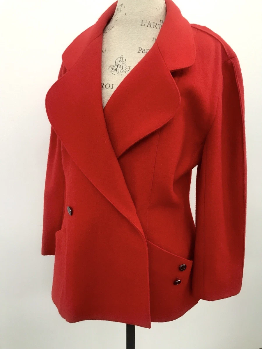 Karl Lagerfield Vintage Red Wool Double Breasted Jacket Made In France Size 46