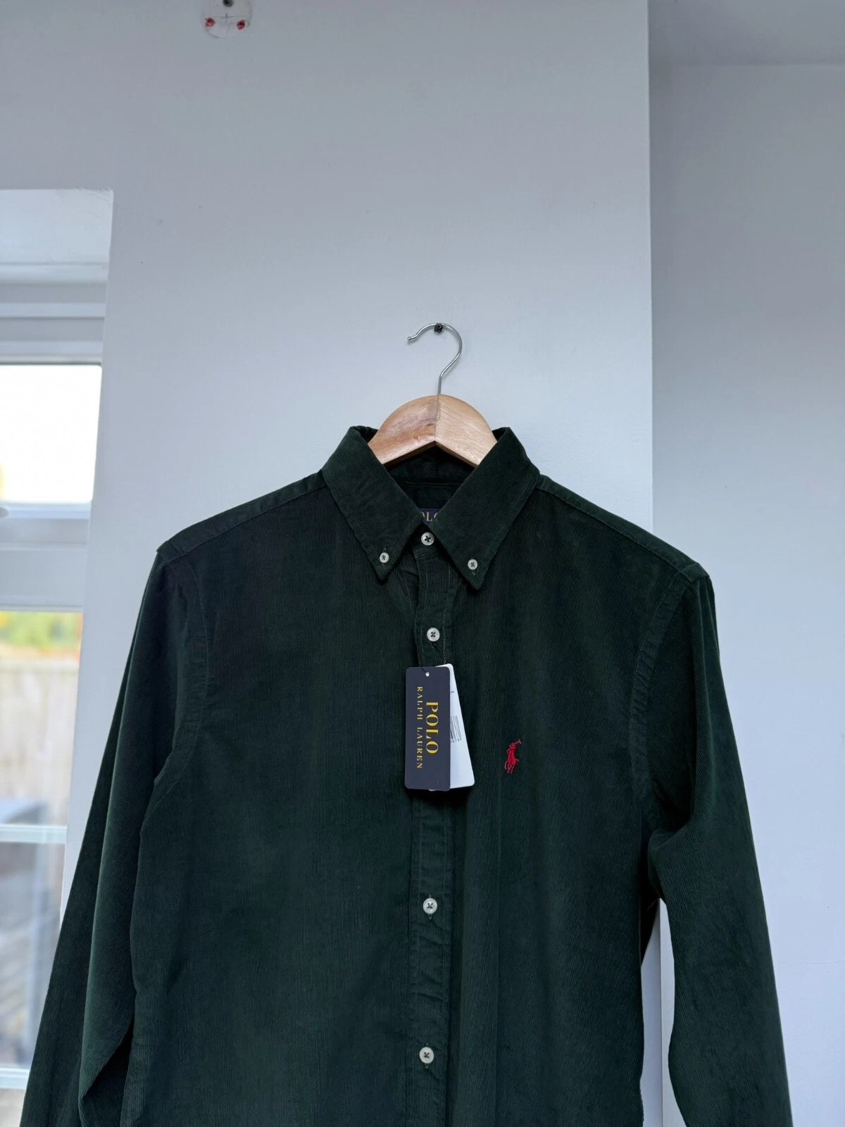Polo Ralph Lauren Cord Shirt Green Size Small Button Down Custom Fit