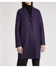 Harris Wharf London Purple/red Pressed Wool Coat Rrp £450 It 40 Uk 8-10