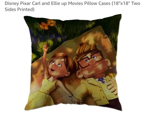 CARL & ELLIE  Characters From PIXAR Movie "UP" (18x18") 2 PILLOW COVERS