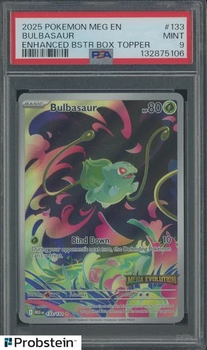 2025 Pokemon MEG EN Enhanced Booster Topper #133 Bulbasaur PSA 9