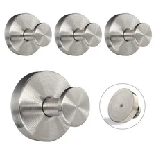 Suction Cup Hooks for Shower - 4 Pack, Matte Chrome - Stainless Steel, Strong...