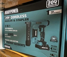 ALLOYPOWER 18 Gauge Nail Gun Battery Powered, 2 in 1 Cordless Brad Nailer/Electr