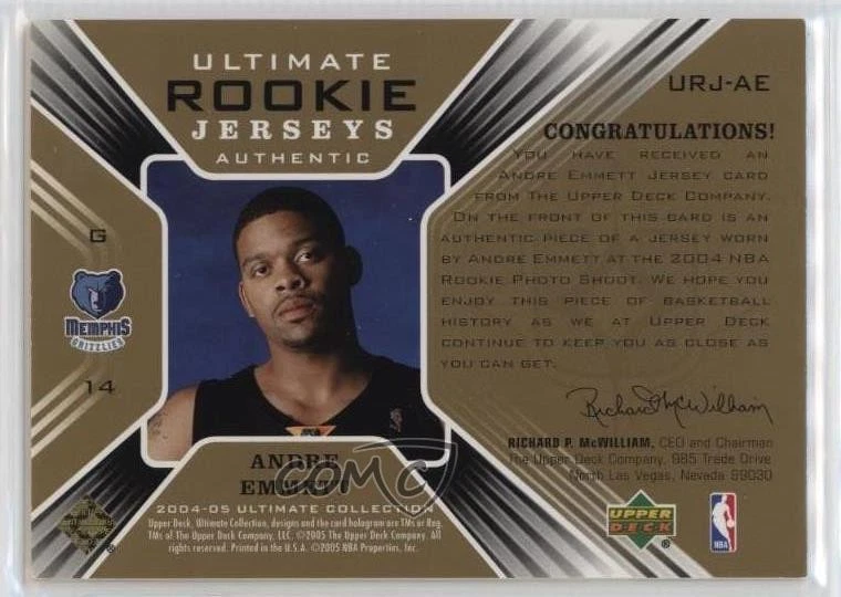 2004-05 Ultimate Collection Rookie Jerseys /275 Andre Emmett #URJ-AE RC - Image 2 of 2