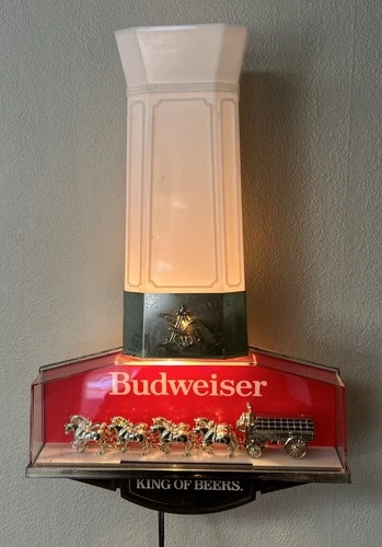 VTG Budweiser King of Beers Light Wall Up Sign 9 1/2" x 15” Clydesdales Lakeside